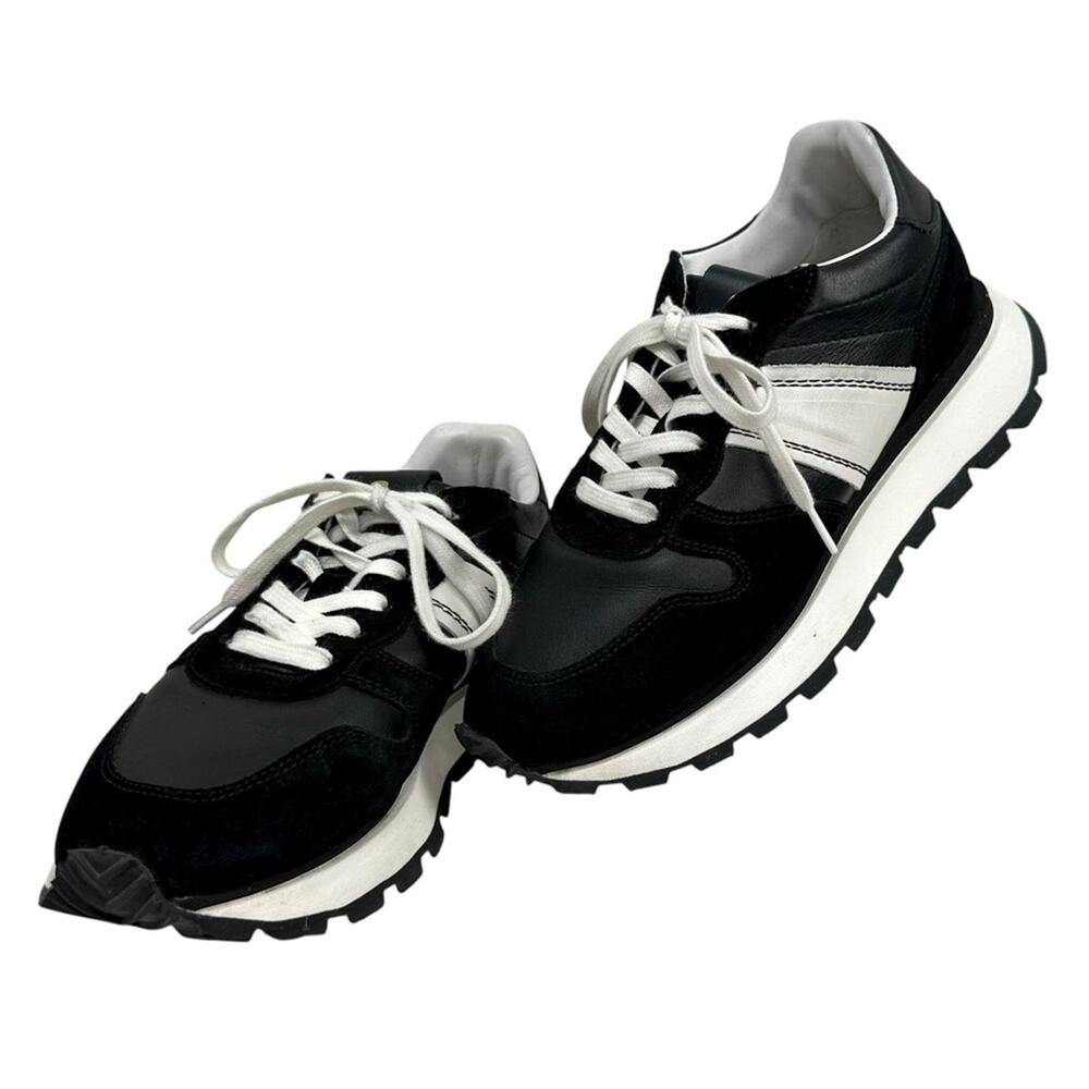 Greats Greenpoint Running Shoes Sneakers Leather Black White Size 7.5